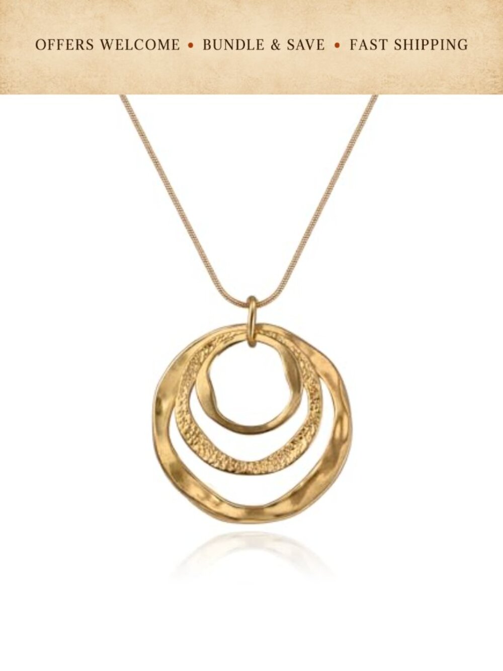 Boho Circle Pendant Necklace 14K Gold Plated Brass Geometric Choker Women